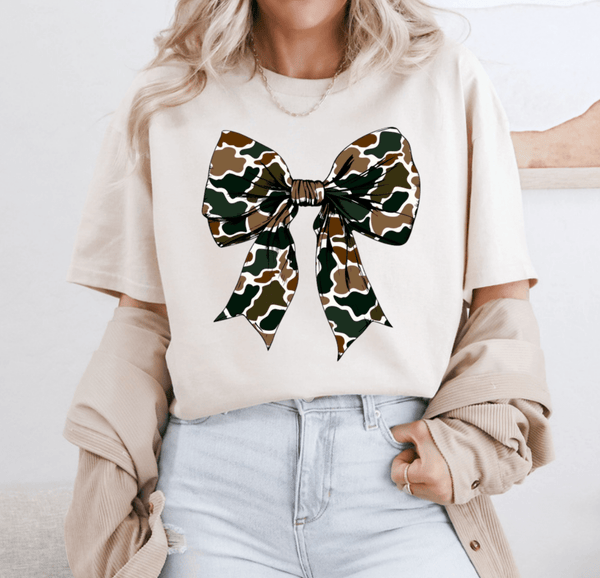 Camo Bow Tshirt - The Pointe Boutique
