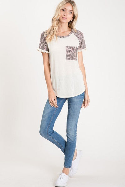 ALL ABOUT SNAKESKIN RUFFLED TOP - The Pointe Boutique