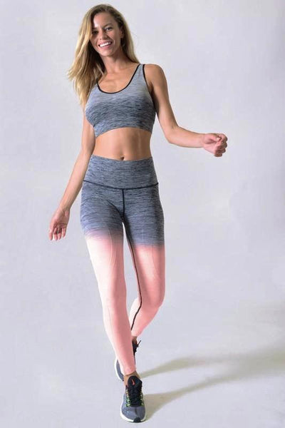 Coral Two Tone Dip Dye Ombre Leggings w/High Waist Band - The Pointe Boutique