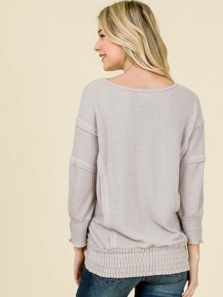 Dusty Pink Long Sleeve Thermal Knit Top - The Pointe Boutique