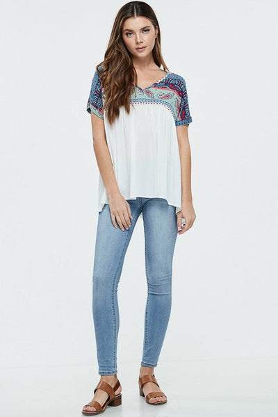 Ivory Short Sleeve Solid Knit Top - The Pointe Boutique