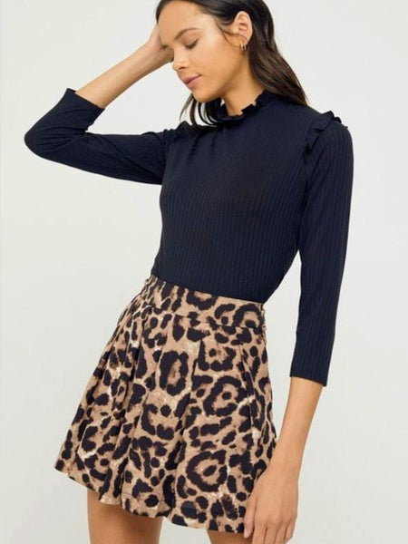 Leopard Pleated Shorts - The Pointe Boutique