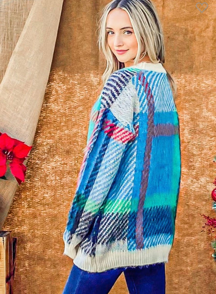Multi Color Plaid Pullover Sweater - The Pointe Boutique