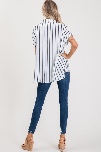 Navy Stripe Dolman Sleeve Top - The Pointe Boutique