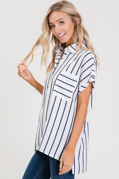 Navy Stripe Dolman Sleeve Top - The Pointe Boutique