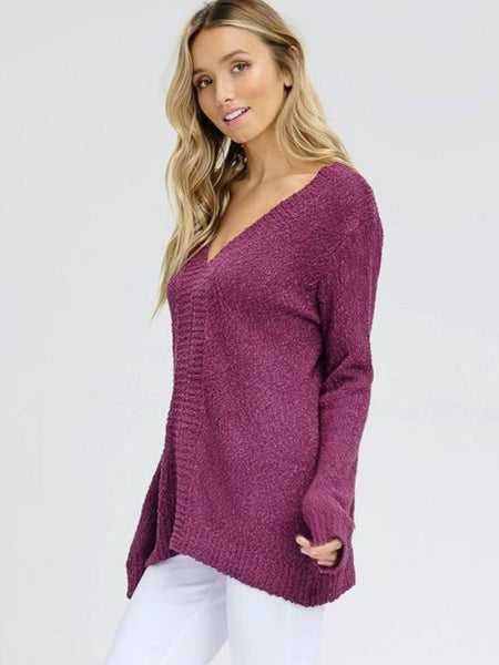 Purple Lace - Up Back Sweater Top - The Pointe Boutique