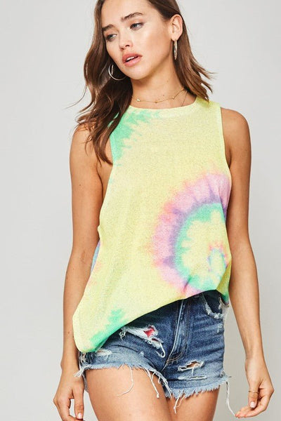 Yellow Tie - Dye Tank Top - The Pointe Boutique