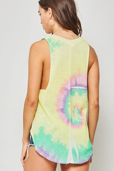 Yellow Tie - Dye Tank Top - The Pointe Boutique