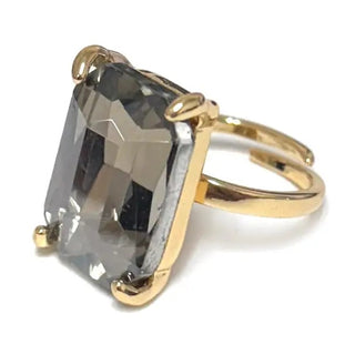 brown topaz rectangle stone adjustable ring