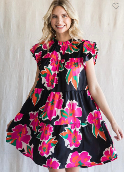 Marcy Satin Flower Dress