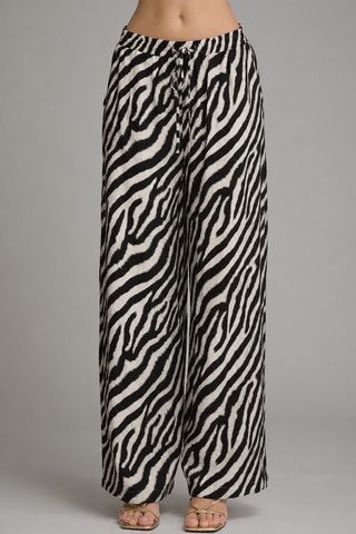 The Hollis Zebra Wide Leg Lined Pants – black and white zebra print wide leg pants