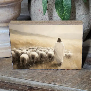 3.5x5" Printed Block Jesus Sheep - The Pointe Boutique