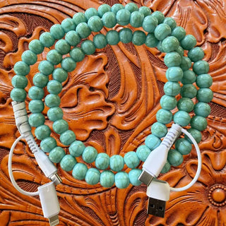 light turquoise beaded 4 in 1 charging cable