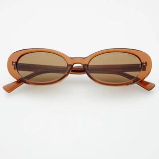 brown acetate oval sunglasses