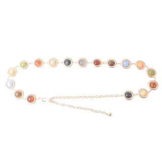 gold chain belt with multicolor crystals