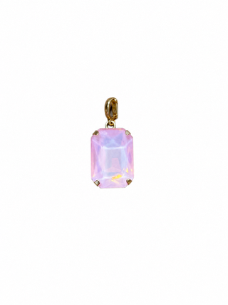 pink emerald cut crystal charm