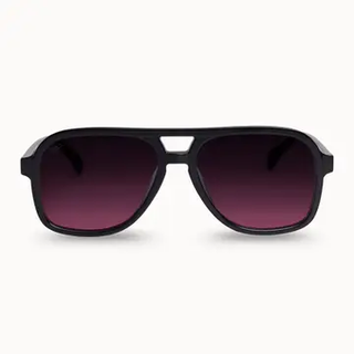 black aviator sunglasses with smoke lenses