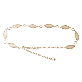 gold chain belt with pearl accents