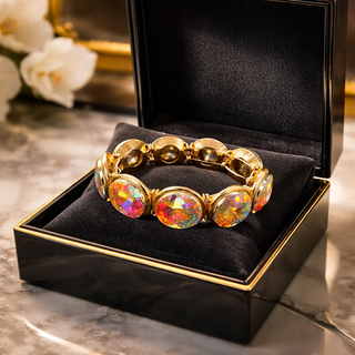 gold iridescent round crystal bracelet