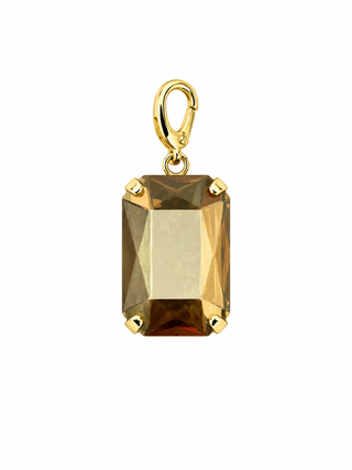 gold emerald cut crystal charm