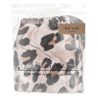 leopard microfiber hair towel in package