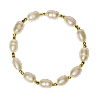 pearl and gold bead stretch bracelet