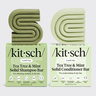 Tea Tree & Mint Clarifying Shampoo & Conditioner Bar Combo - Kitsch - The Pointe Boutique