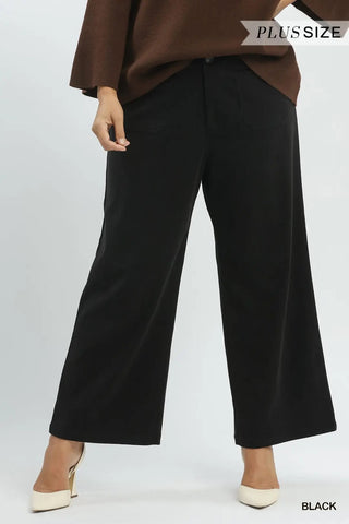 Corduroy Wide Leg Pants - Black - The Pointe Boutique
