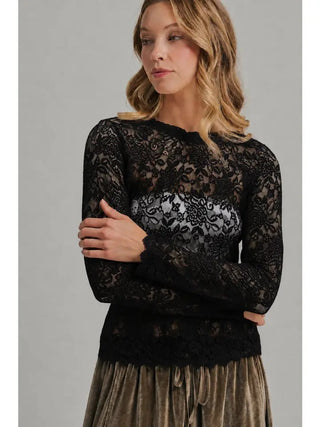 stretch boho lace layering top with scallop hem