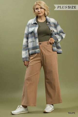 Corduroy Wide Leg Pants - Taupe - The Pointe Boutique