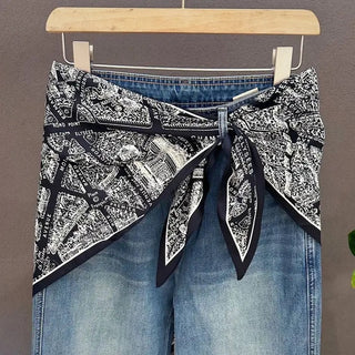 black retro abstract triangle scarf