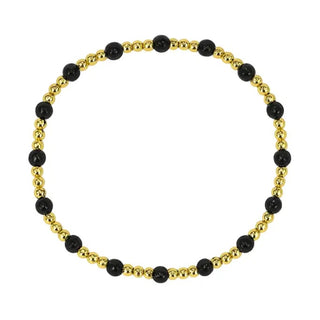gold and black beaded stretch bracelet