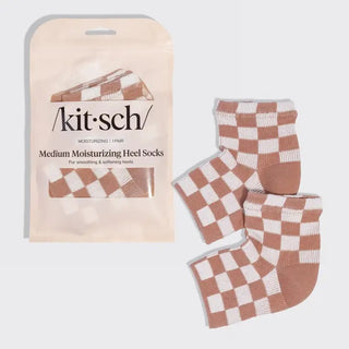 Medium Moisturizing Heel Socks - Terracotta Checker - Kitsch - The Pointe Boutique
