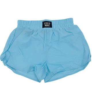 Lulu Turquoise OG Shorts – turquoise boxer shorts with a Lulu Mac label