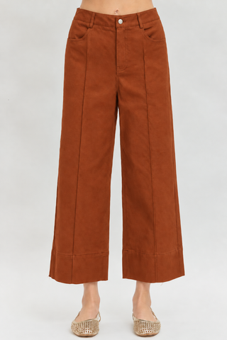 Gwyneth Rust Pants – rust wide leg pants with front seam detail