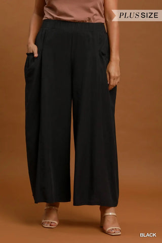 Flowy Wide Leg Pocket Pants - Black - The Pointe Boutique