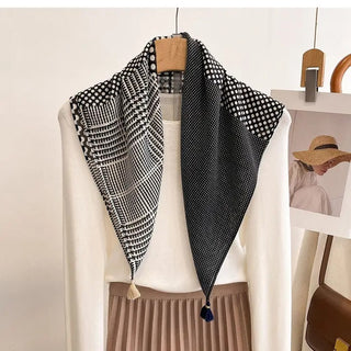 black geometric polka dot square scarf