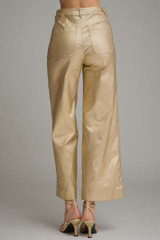 Metallic Wide Leg Pants - Gold, back - The Pointe Boutique