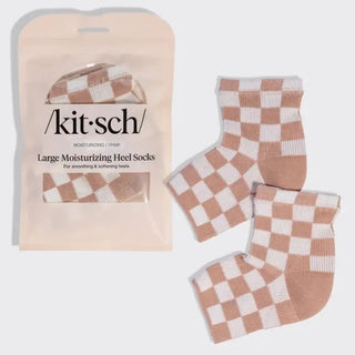 Large Moisturizing Heel Socks - Terracotta Checker - Kitsch - The Pointe Boutique