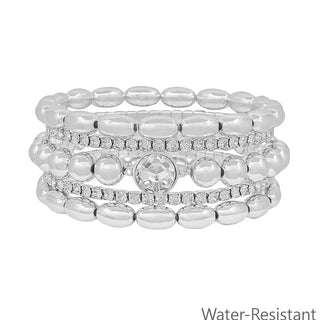 silver set of 5 8mm tennis charm bracelet water resistant