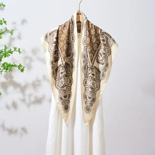 brown retro print triangle bandana