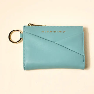 Luxe Pocket Wallet–Misty Blue – misty blue pocket wallet with gold key ring