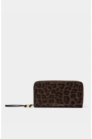 chocolate leopard large zip wallet
