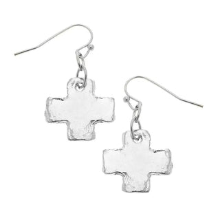 Small Silver Cross Earrings