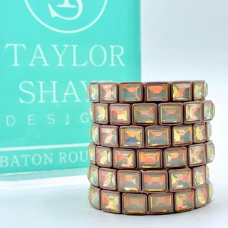 mocha square crystal stretch bracelets