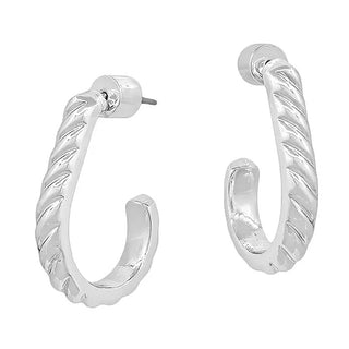 silver wave textured 1" teardrop earring water resistant