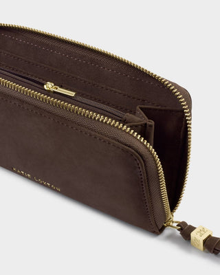 Bitter chocolate suedette large zip-around wallet