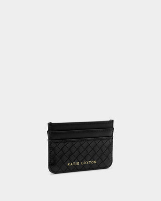Black woven texture slim cardholder