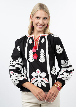 Black Applique Top - The Pointe Boutique
