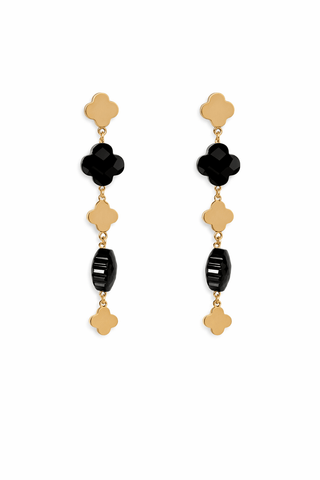 Black - Gold Crystal Drop Earrings - The Pointe Boutique